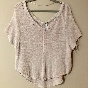 Free People Distressed Pullover Tan Sweater Size M